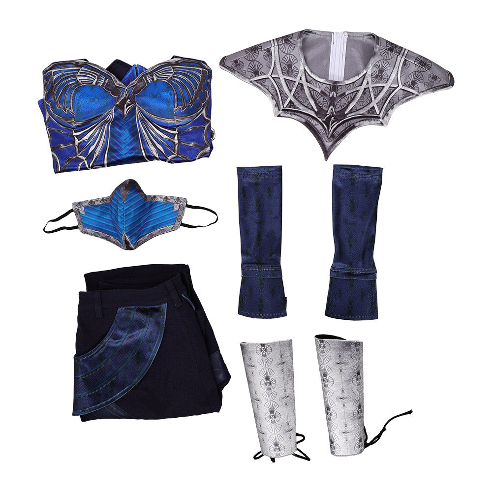 Cosplay Costume Kitana Mortal Kombat 2(2026) Film Cosplay Tenue Bleue et Noire Femme