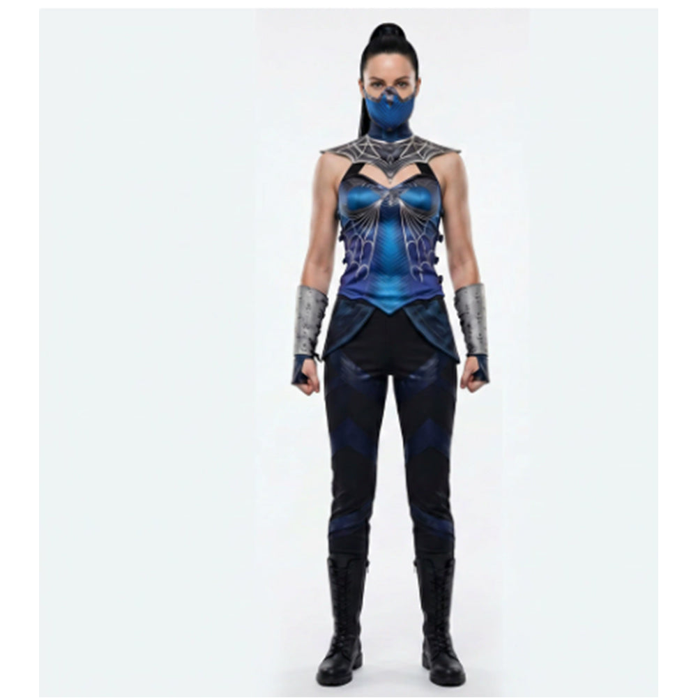 Cosplay Costume Kitana Mortal Kombat 2(2026) Film Cosplay Tenue Bleue Femme