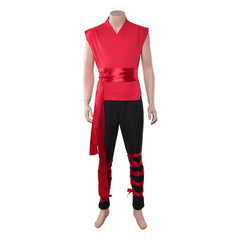 Cosplay Costume Liu Kang Mortal Kombat 2(2026) Film Cosplay Haut Rouge Pantalon Noir Homme
