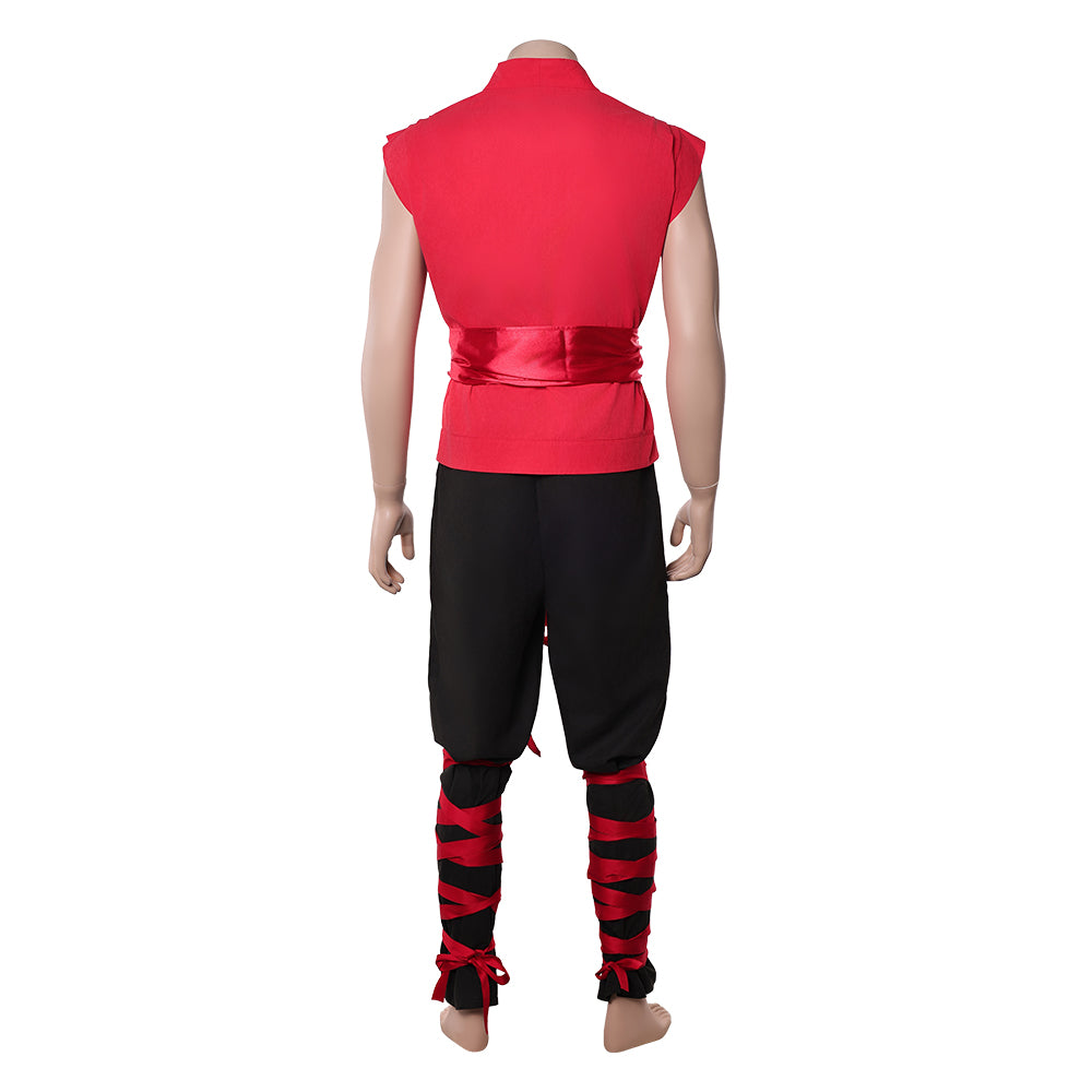 Cosplay Costume Liu Kang Mortal Kombat 2(2026) Film Cosplay Haut Rouge Pantalon Noir Homme
