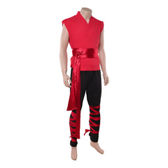 Cosplay Costume Liu Kang Mortal Kombat 2(2026) Film Cosplay Haut Rouge Pantalon Noir Homme