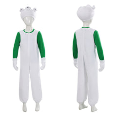 Cosplay Costume Luigi The Super Mario Galaxy Movie(2026) Film Cosplay Tenue Blanche et Verte Enfant