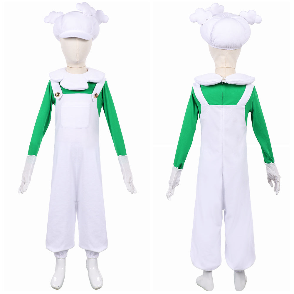 Cosplay Costume Luigi The Super Mario Galaxy Movie(2026) Film Cosplay Tenue Verte et Blanche Enfant