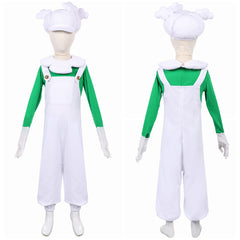 Cosplay Costume Luigi The Super Mario Galaxy Movie(2026) Film Cosplay Tenue Verte et Blanche Enfant
