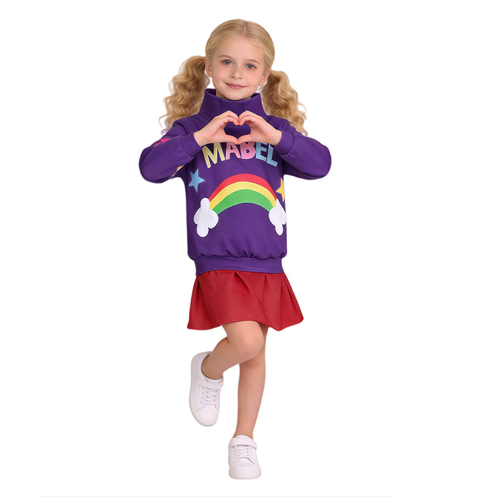 Cosplay Costume Mabel Gravity Falls TV Cosplay Tenue Violette et Rouge Enfant