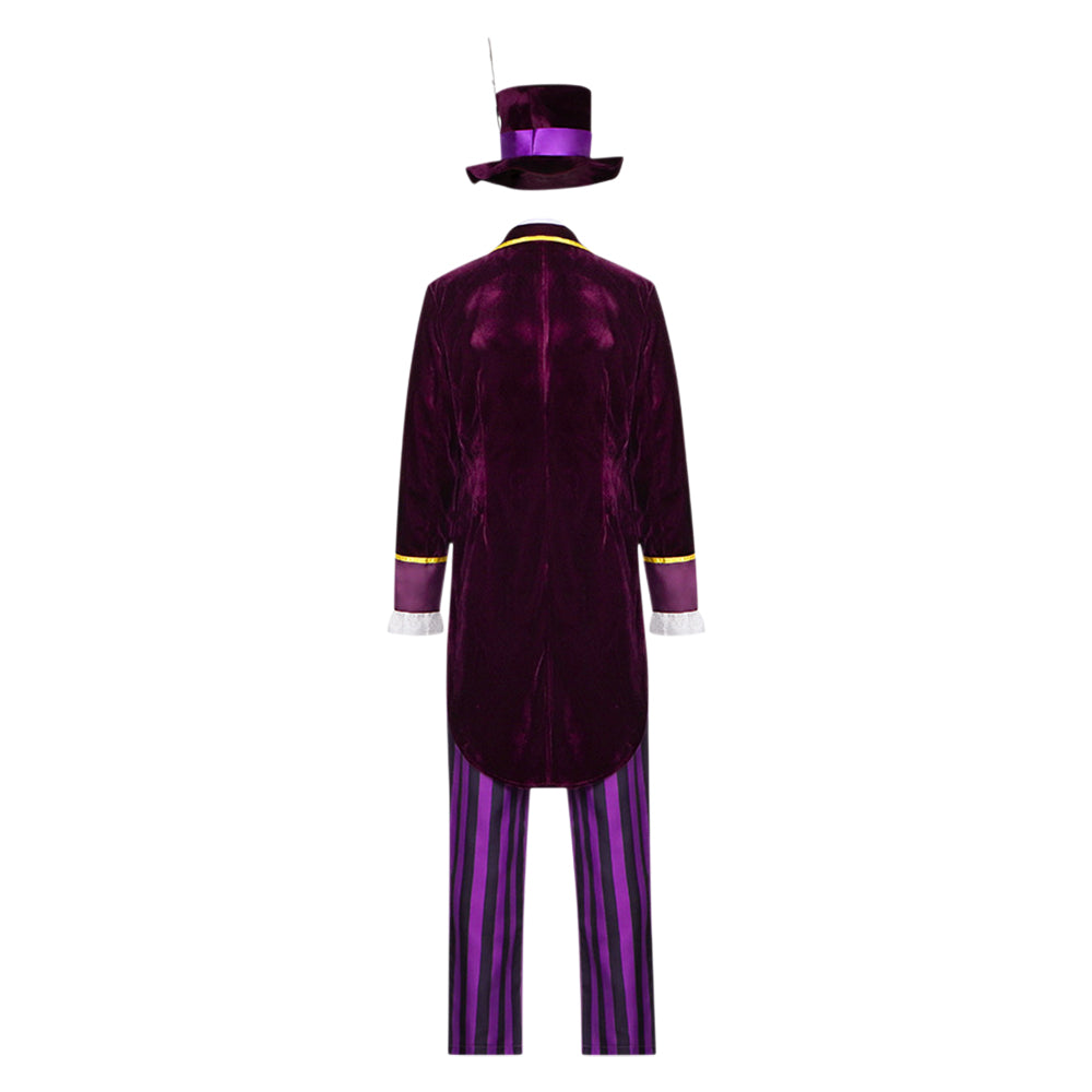 Cosplay Costume Mad Hatter Alice au Pays des Merveilles Film Cosplay Tenue Violette Homme