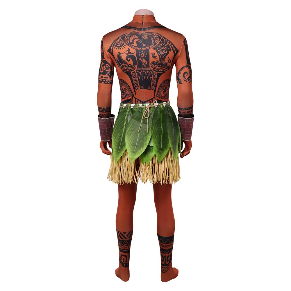 Cosplay Costume Maui Vaiana La Légende du Bout du Monde(2026) Film Cosplay Combinaison Imprimée Tatouage+Tablier Homme