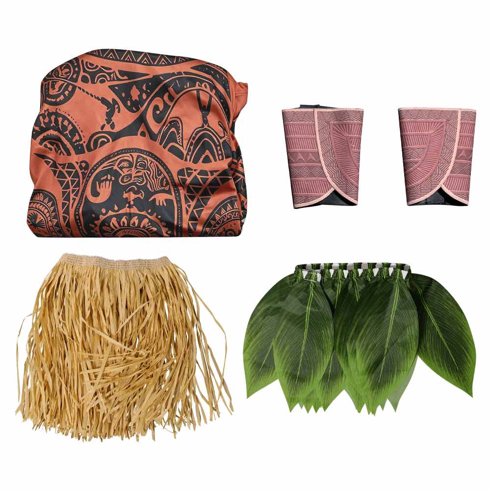 Cosplay Costume Maui Vaiana La Légende du Bout du Monde(2026) Film Cosplay Combinaison Imprimée Tatouage+Tablier Homme