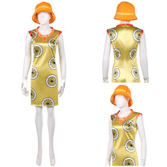 Cosplay Costume Miss Valentine One Piece Live Action 2(2026) TV Cosplay Robe Jaune avec Chapeau Orange Femme