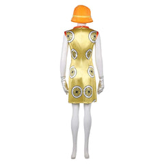 Cosplay Costume Miss Valentine One Piece Live Action 2(2026) TV Cosplay Robe Jaune avec Chapeau Orange Femme