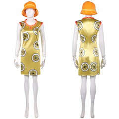 Cosplay Costume Miss Valentine One Piece Live Action 2(2026) TV Cosplay Robe Jaune avec Chapeau Orange Femme