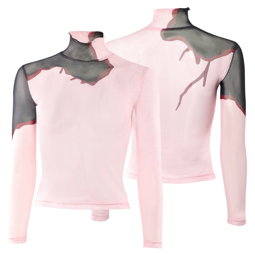 Cosplay Costume Mizi Zombie Stage AU Alien Stage(2026) TV Cosplay Haut à Motif Tatouage Rose