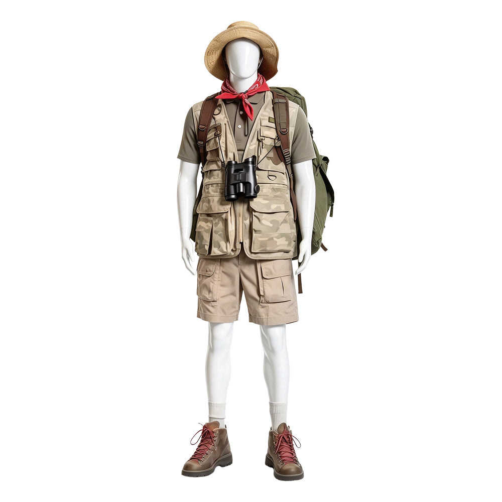 Cosplay Costume Mouse Finbar Jumanji: Open World(2026) Film Cosplay Tenue Beige et Verte Homme