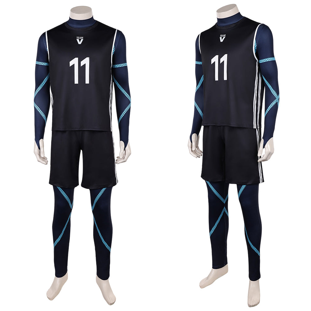 Cosplay Costume Nagi Seishiro Blue Lock Live Action(2026) Team V Maillot de Football Noir Homme