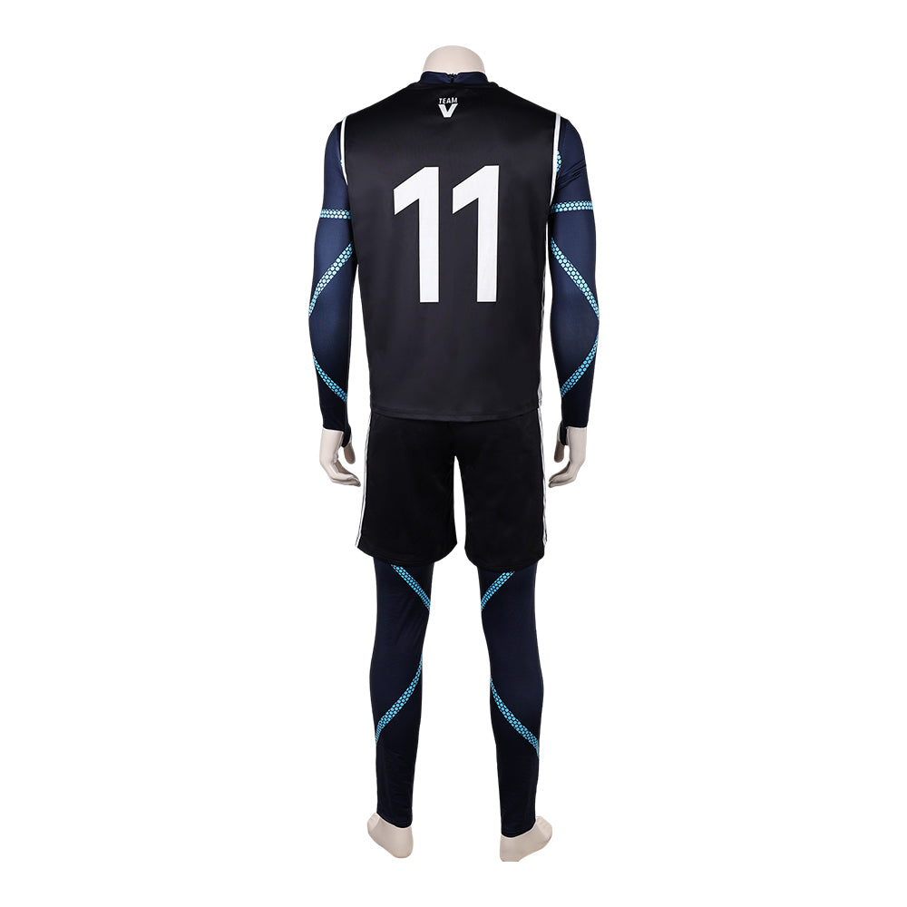 Cosplay Costume Nagi Seishiro Blue Lock Live Action(2026) Team V Maillot de Football Noir Homme