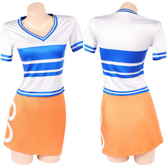 Cosplay Costume Nami Anniversaire One Piece Anime Cosplay Tenue Blanche et Orange Femme