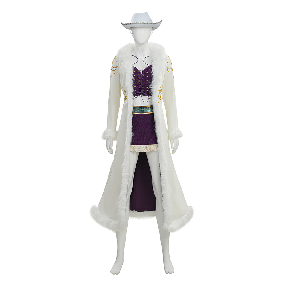 Cosplay Costume Niko Robin One Piece Live Action 2(2026) TV Cosplay Tenue Blanche et Violette Femme