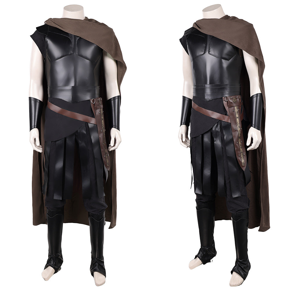 Cosplay Costume Odysseus The Odyssey(2026) Film Cosplay Tenue Noire avec Cape Marron Homme