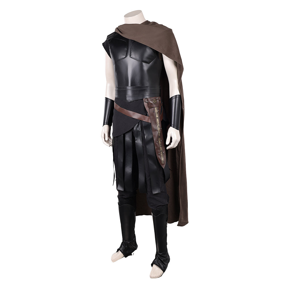 Cosplay Costume Odysseus The Odyssey(2026) Film Cosplay Tenue Noire avec Cape Marron Homme