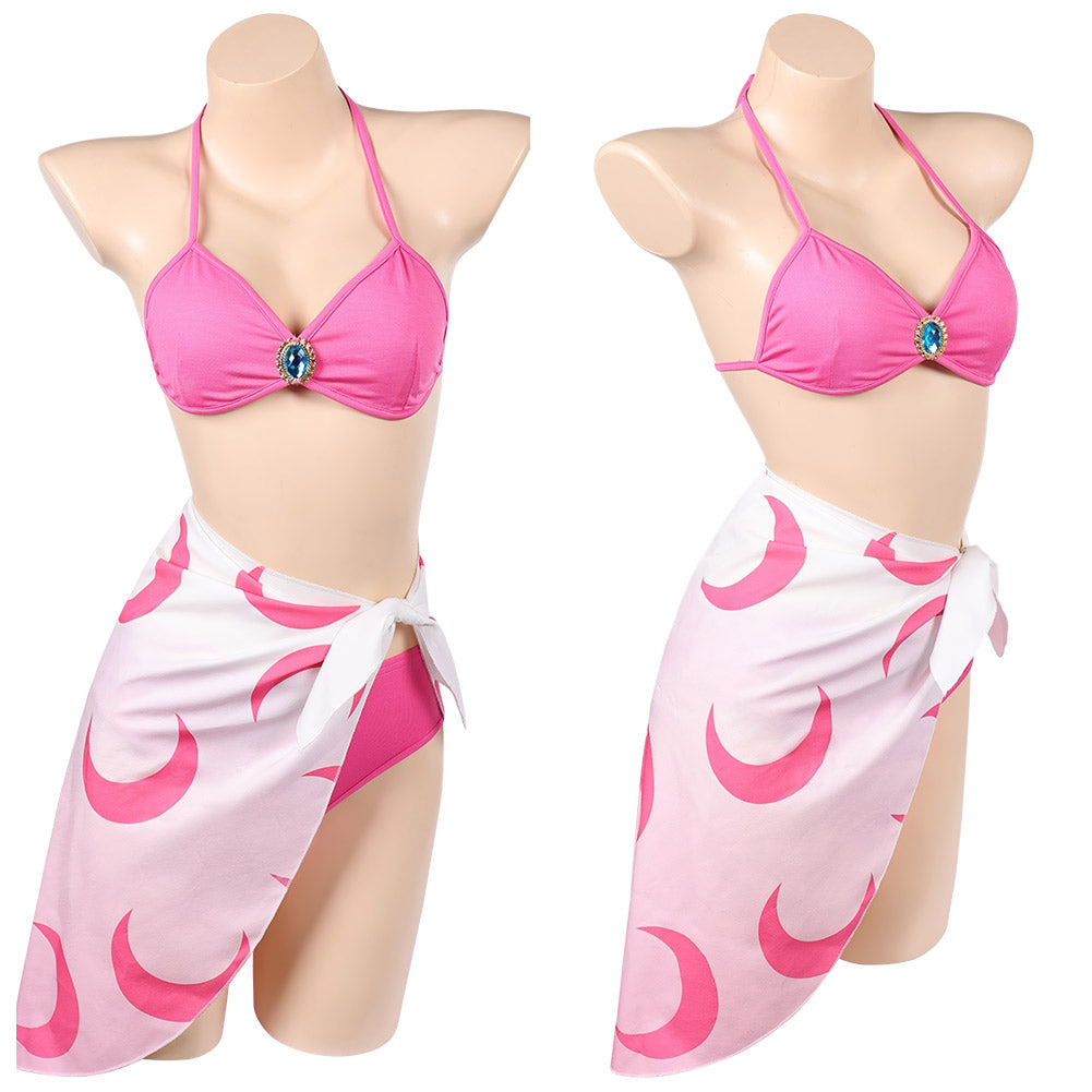 Cosplay Costume Princess Peach Super Mario Jeu Cosplay Maillot de Bain Bikini Rose Femme