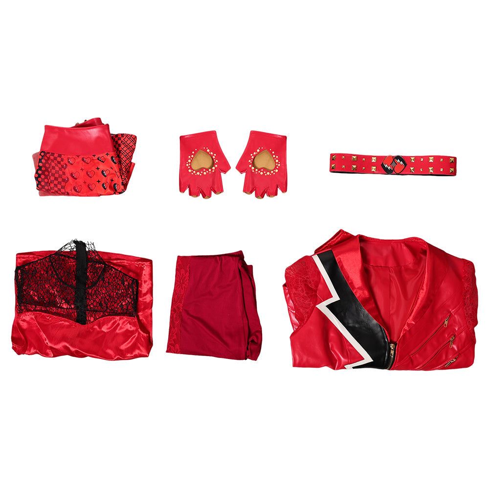 Cosplay Costume Red Descendants: Wicked Wonderland(2026) Film Cosplay Tenue Rouge de Cuir Femme