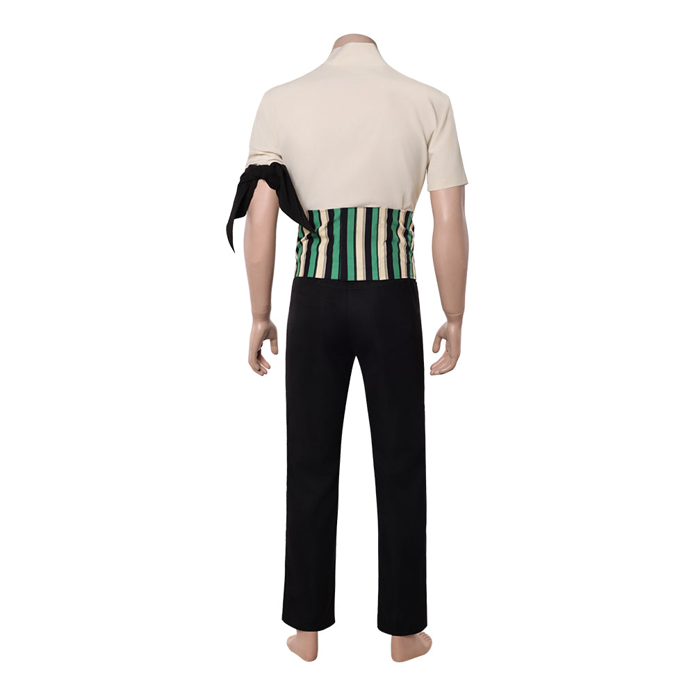 Cosplay Costume Roronoa Zoro One Piece Live Action 2(2026) TV Cosplay Tenue Noire et Beige Homme
