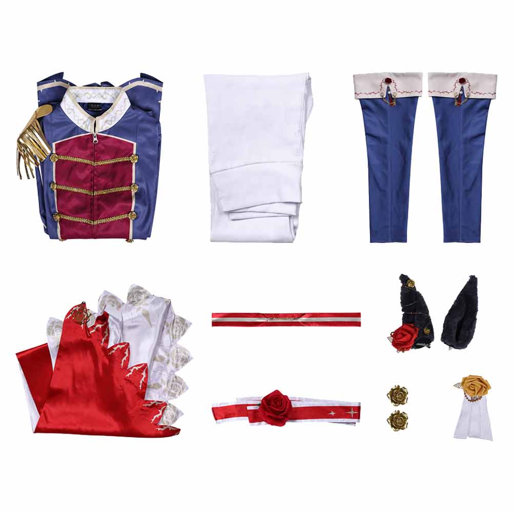 Cosplay Costume Rose Kingdom Pretty Derby Anime Cosplay Tenue Bleue et Rouge Femme