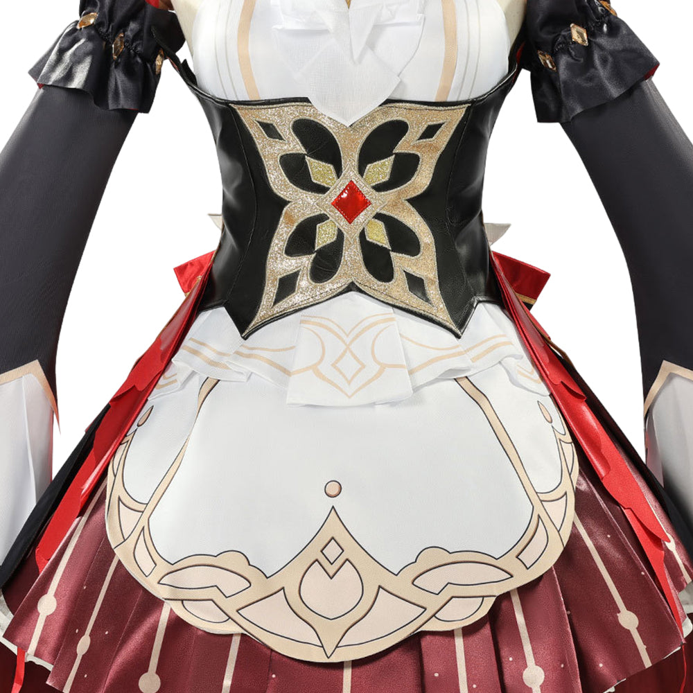 Cosplay Costume Sandone The Marionette Fatui Harbinger Genshin Impact Jeu Cosplay Tenue Rouge et Noire Femme