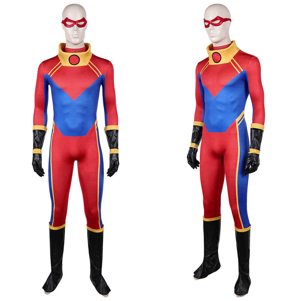 Cosplay Costume Sunspot X-Men ‘97 Saison 2(2026) TV Cosplay Combinaison Bleue et Rouge Homme