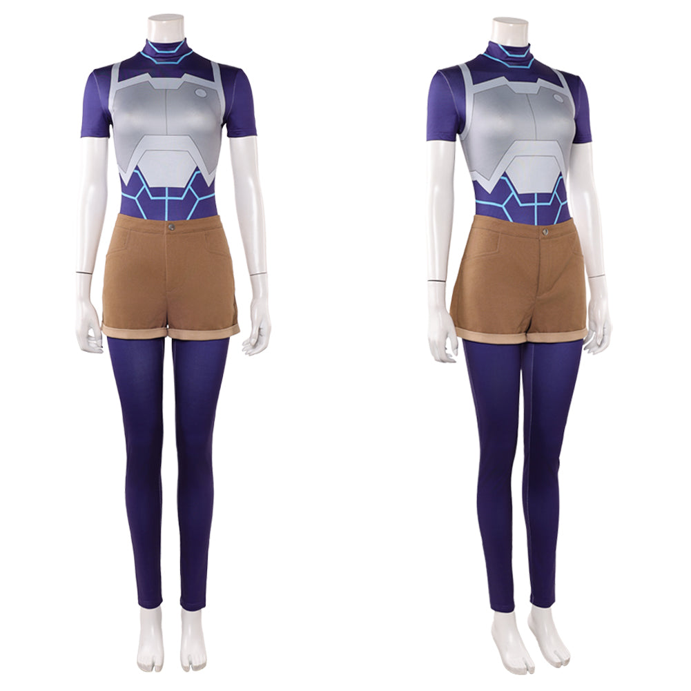 Cosplay Costume Tech Jacket Invincible 4(2026) TV Cosplay Tenue Bleue et Brune Femme