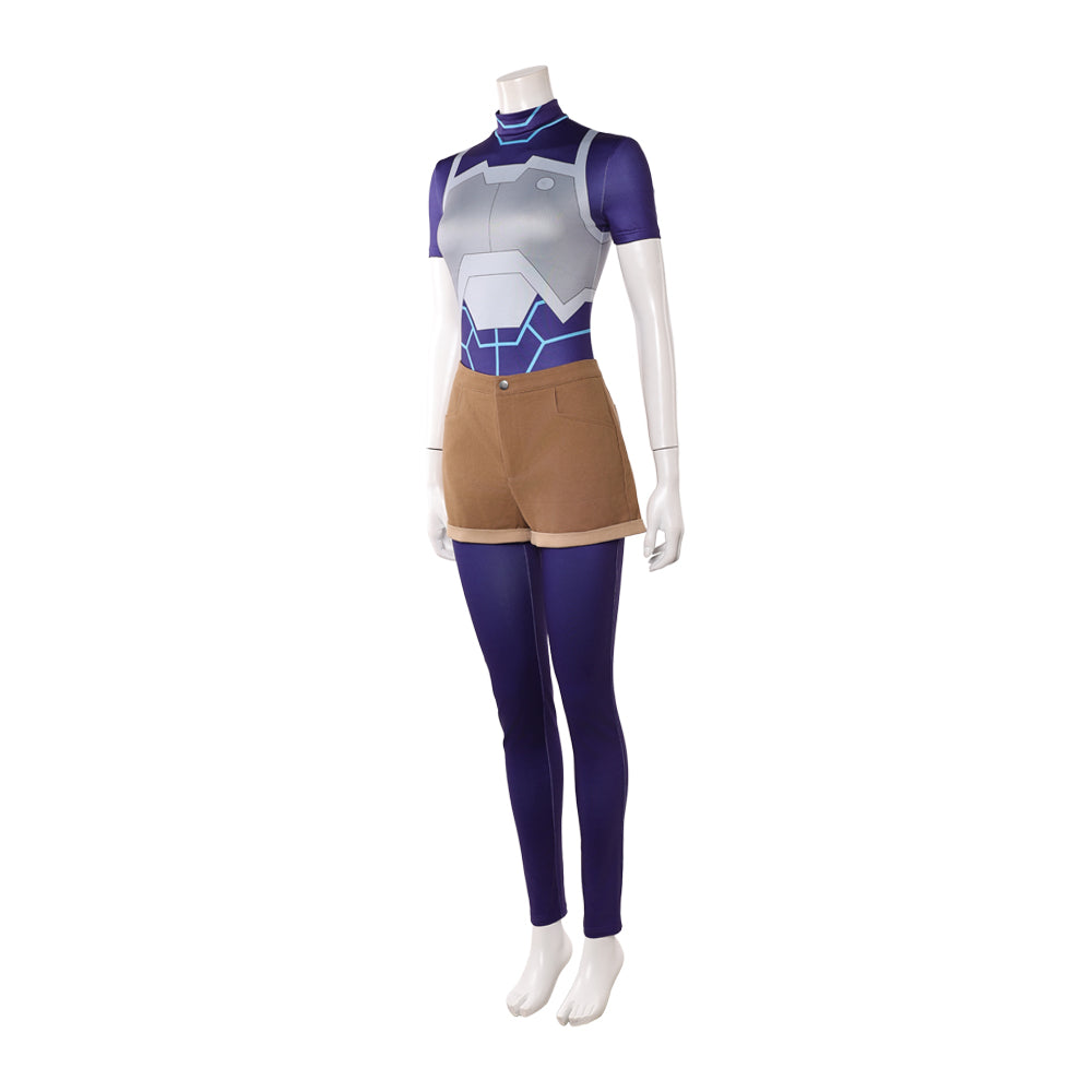 Cosplay Costume Tech Jacket Invincible 4(2026) TV Cosplay Tenue Bleue et Brune Femme