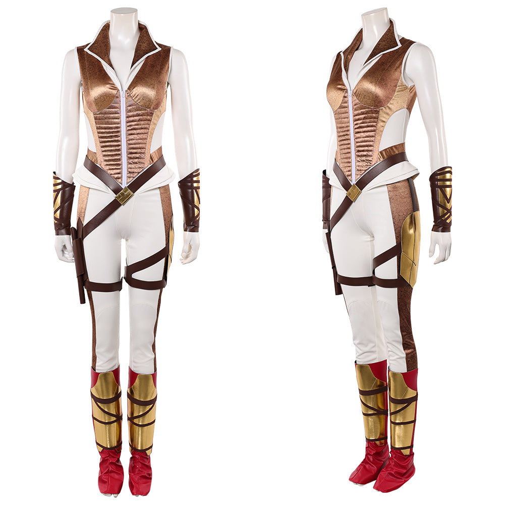 Cosplay Costume Teela Les Maîtres de l'Univers(2026) Film Cosplay Tenue Dorée et Blanche Femme