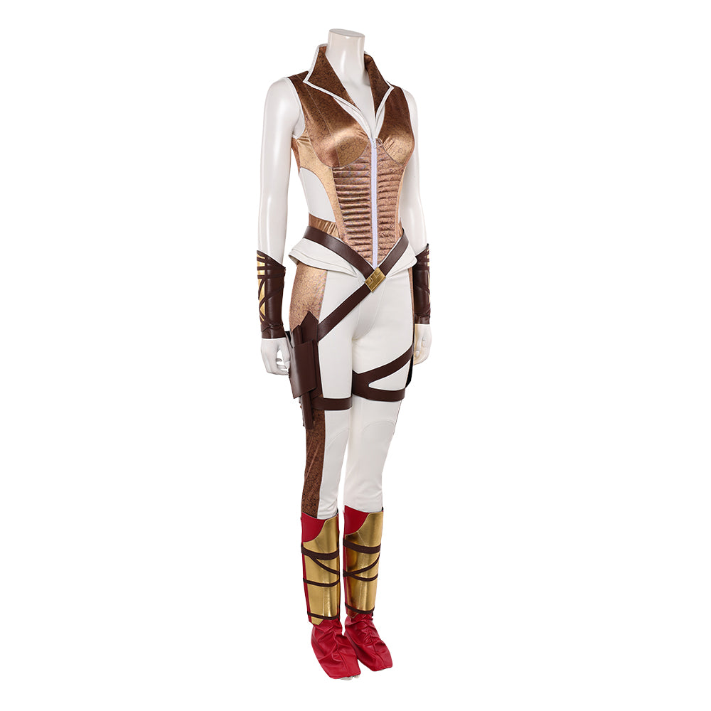 Cosplay Costume Teela Les Maîtres de l'Univers(2026) Film Cosplay Tenue Dorée et Blanche Femme