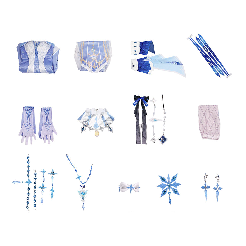 Cosplay Costume The Tsaritsa Genshin Impact Jeu Cosplay Robe Blanche et Bleue Femme