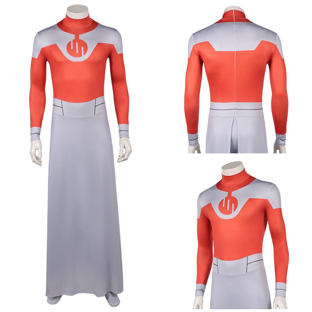 Cosplay Costume Thragg Invincible 4(2026) TV Cosplay Combinaison Rouge et Grise Tenue Homme