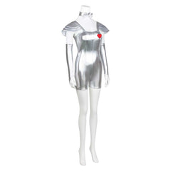 Cosplay Costume Tin Man Le Magicien d'Oz Film Cosplay Combinaison Argentée Femme