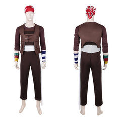 Cosplay Costume Usopp One Piece Live Action 2(2026) TV Cosplay Tenue Brune avec Bandana Rouge Homme