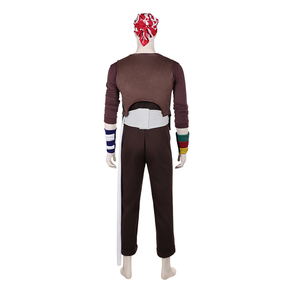 Cosplay Costume Usopp One Piece Live Action 2(2026) TV Cosplay Tenue Brune avec Bandana Rouge Homme