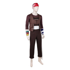 Cosplay Costume Usopp One Piece Live Action 2(2026) TV Cosplay Tenue Brune avec Bandana Rouge Homme