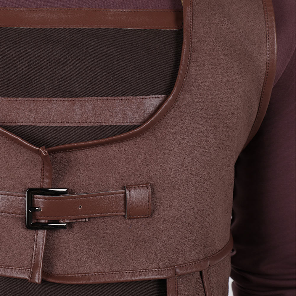 Cosplay Costume Usopp One Piece Live Action 2(2026) TV Cosplay Tenue Brune avec Bandana Rouge Homme