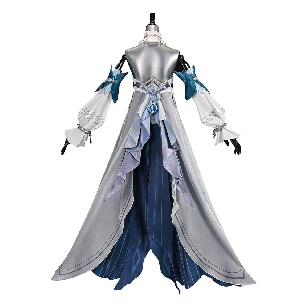 Cosplay Costume Vodyanitsa Genshin Impact Jeu Cosplay Tenue Blanche et Bleue Femme