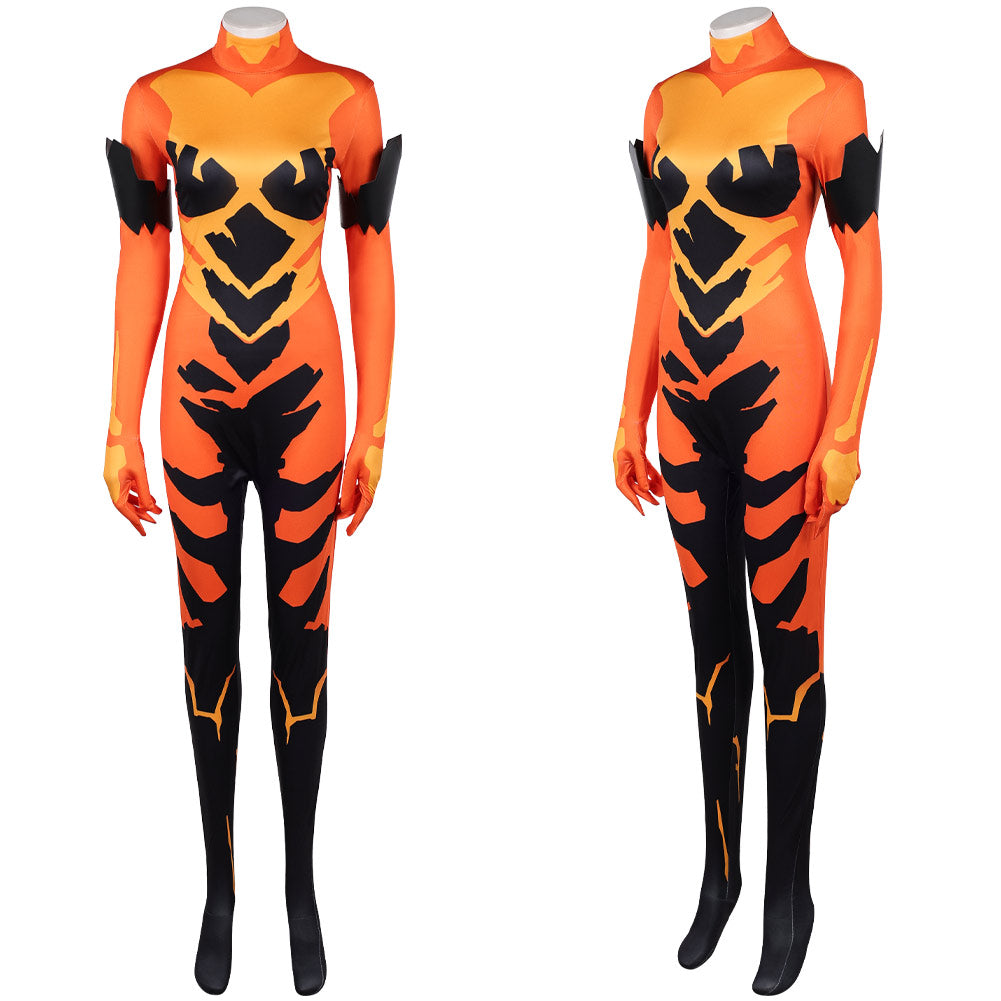 Cosplay Costume Volcanikka Invincible 4(2026) TV Cosplay Combinaison Orange et Noire Femme