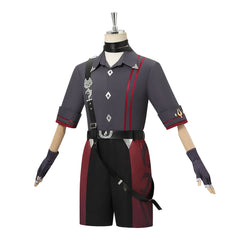 Cosplay Costume Wriothesley Genshin Impact Jeu Cosplay Tenue Grise et Noire Homme