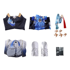 Cosplay Costume Yangyang Xuanling Wuthering Waves Jeu Cosplay Robe Bleue et Grise Femme