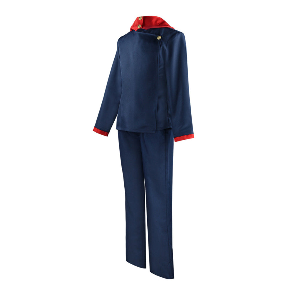 Déguisement Anime JJK Yuji Itadori Tenue de Sweat-shrit Costume Bleu et Rouge