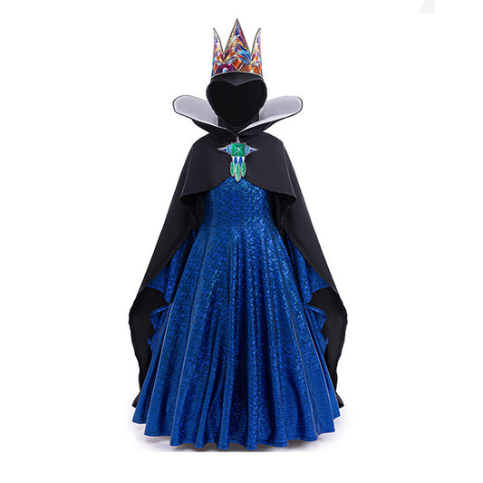 Enfant Blanche Neige La Reine Méchante Tenue Bleue et Noire Cosplay Costume