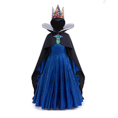 Enfant Blanche Neige La Reine Méchante Tenue Bleue et Noire Cosplay Costume