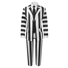 Enfant Film Beetlejuice 2(2024) Beetlejuice Costume à Rayures Noires et Blanches Cosplay Costume