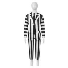 Enfant Film Beetlejuice 2(2024) Beetlejuice Costume à Rayures Noires et Blanches Cosplay Costume