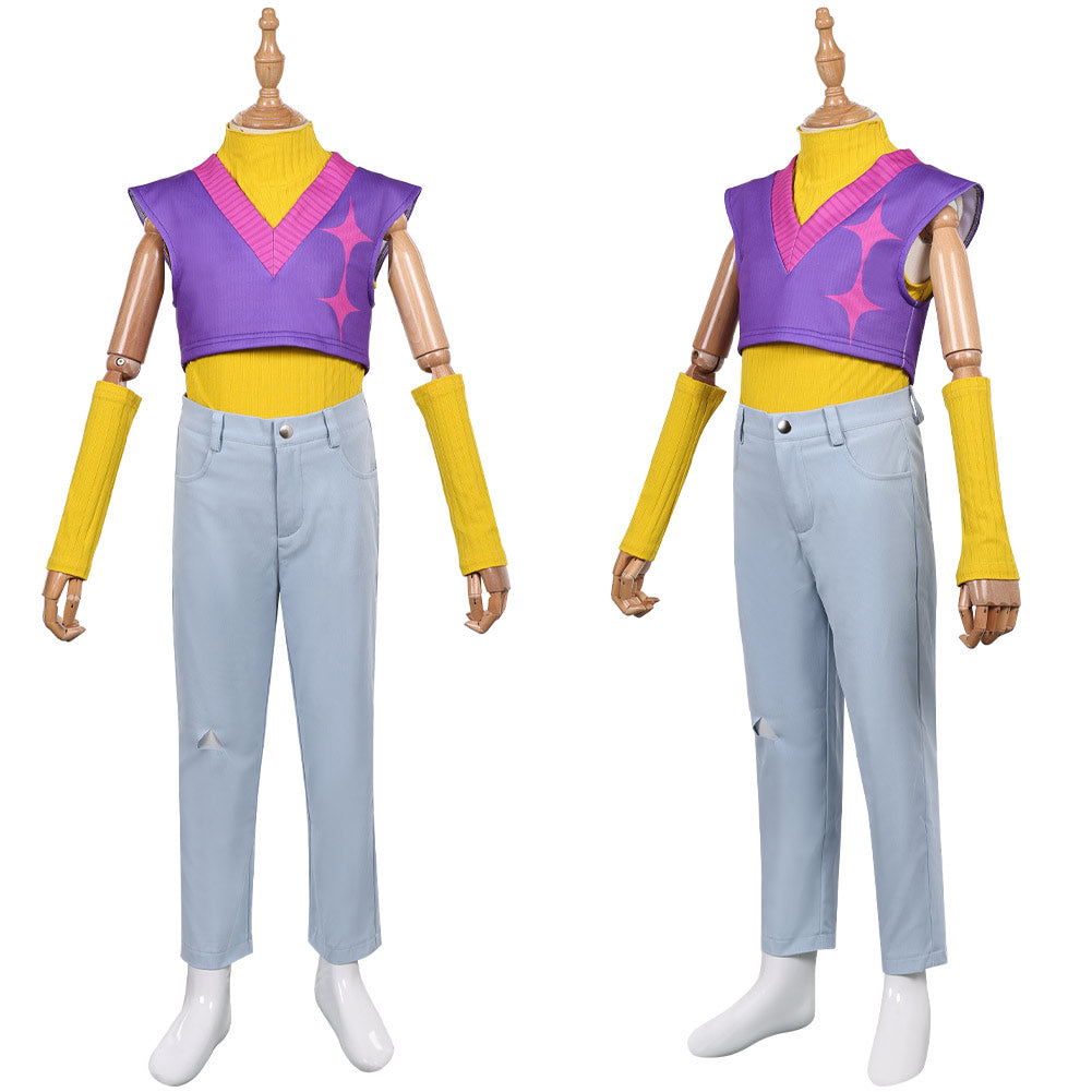 Enfant KPop Demon Hunters(2025) Mystery Saja Tenue de Gilet Violet Cosplay Costume